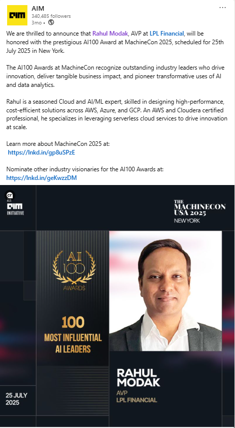 Article: AI100 - MachineCon 2025