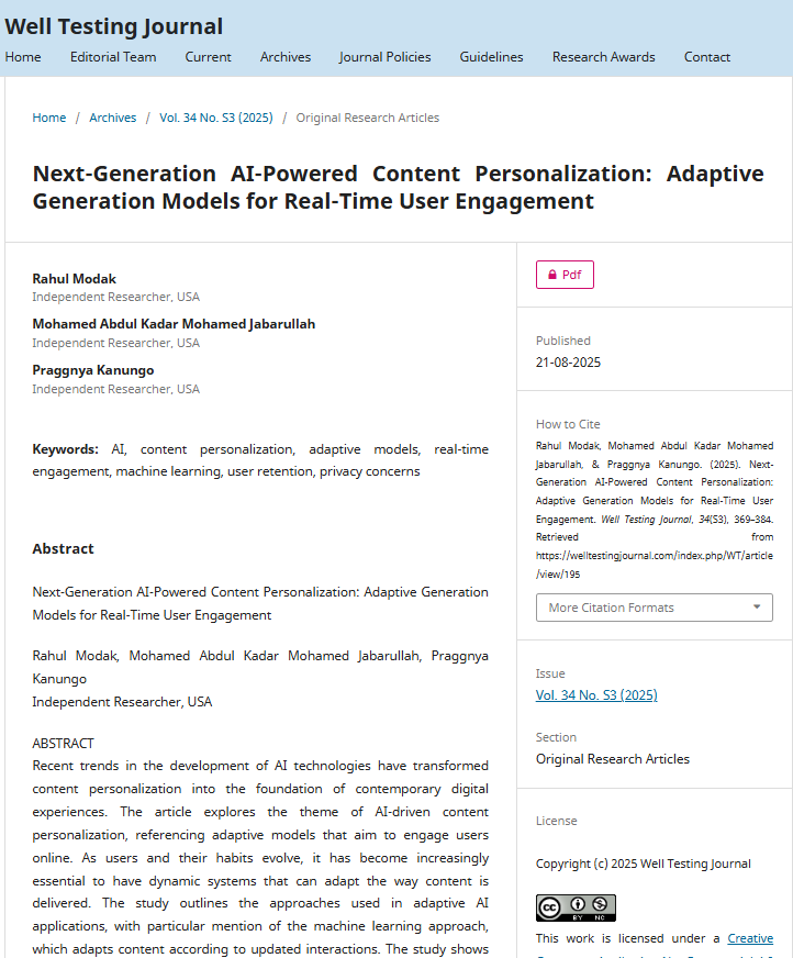 Article: Next-Generation AI-Powered Content Personalization: Adaptive Generation Models for Real-Time User Engagement